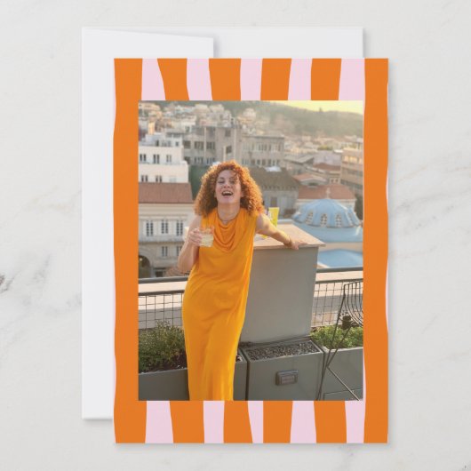 Roze Sinaasappel getekend 30e grillige foto verjaa Kaart (Achterkant)