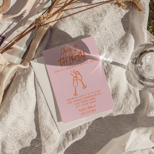 Roze Sinaasappel getekend 30e grillige foto verjaa Kaart