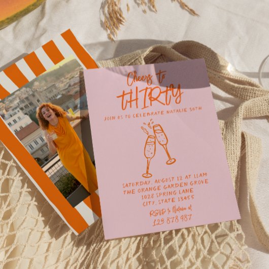 Roze Sinaasappel getekend 30e grillige foto verjaa Kaart