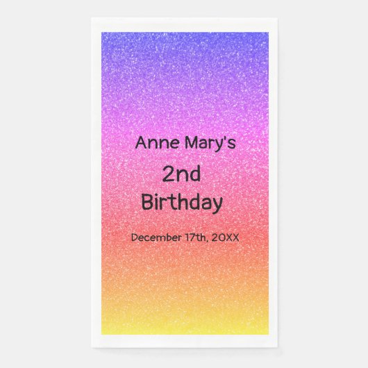Roze Sinaasappel Glitter 2e Verjaardag Tweede aang Servet (Voorkant)
