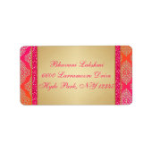 Roze Sinaasappel Goud Damask FAUX Glitter Adreslab Etiket (Voorkant)