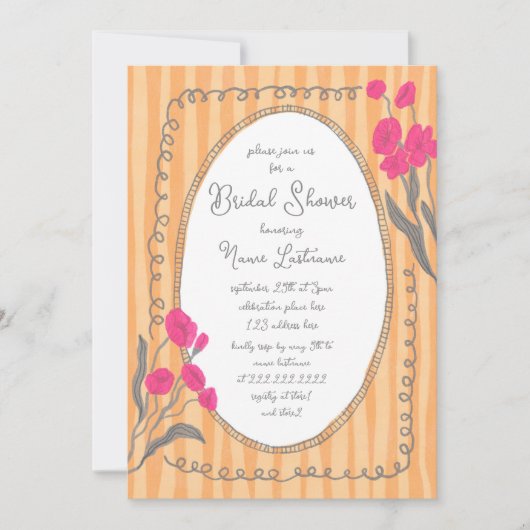 Roze Sinaasappel grillige hand geschilderd Vrijgez Kaart (Voorkant)