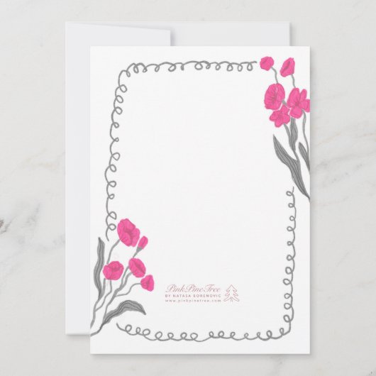 Roze Sinaasappel grillige hand geschilderd Vrijgez Kaart (Achterkant)