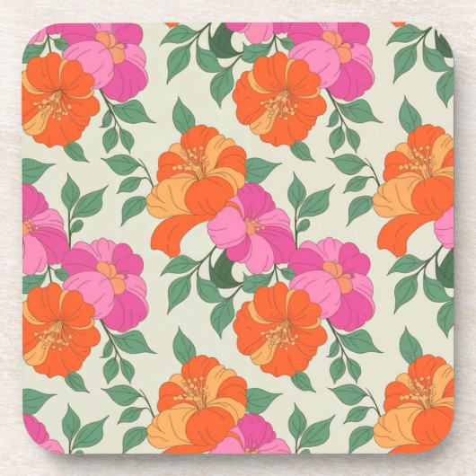 Roze Sinaasappel Groen Onderzetter Set (Voorkant)