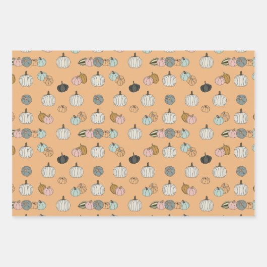 Roze Sinaasappel Groene Thanksgiving Wrapping Pape Inpakpapier Vel (Voorkant 3)