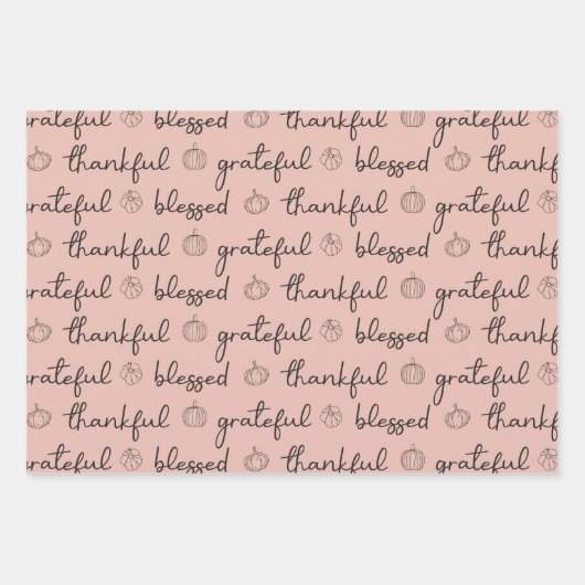 Roze Sinaasappel Groene Thanksgiving Wrapping Pape Inpakpapier Vel (Voorkant 2)