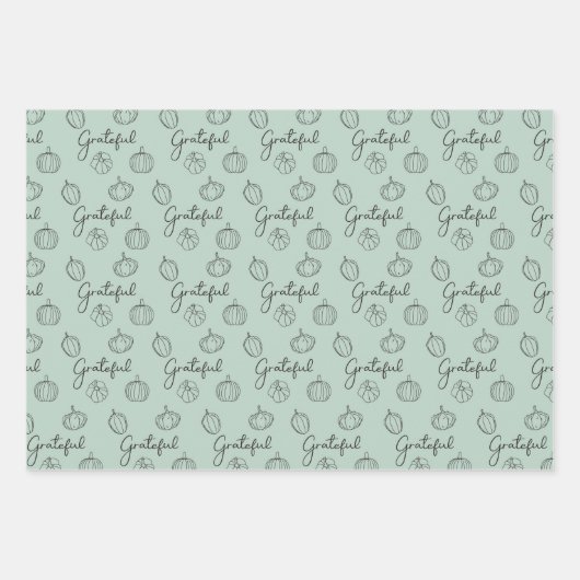 Roze Sinaasappel Groene Thanksgiving Wrapping Pape Inpakpapier Vel (Voorkant)