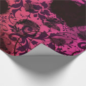 Roze Sinaasappel Grunge Damask Valentijn Cadeaupapier (Hoek)