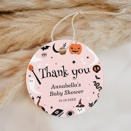 Roze Sinaasappel Halloween Baby shower Dank u Bedankjes Labels