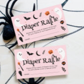 Roze Sinaasappel Halloween Baby shower Luier Raffl Informatiekaartje