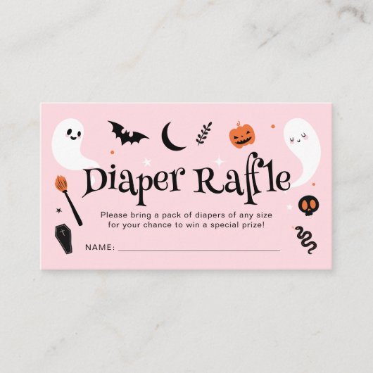 Roze Sinaasappel Halloween Baby shower Luier Raffl Informatiekaartje (Voorkant)
