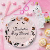 Roze Sinaasappel Halloween Baby shower Papieren Bordje (Feest)
