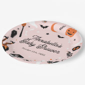 Roze Sinaasappel Halloween Baby shower Papieren Bordje (Gekanteld)