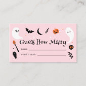 Roze Sinaasappel Halloween Baby shower Raad eens h Informatiekaartje (Voorkant)