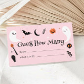 Roze Sinaasappel Halloween Baby shower Raad eens h Informatiekaartje