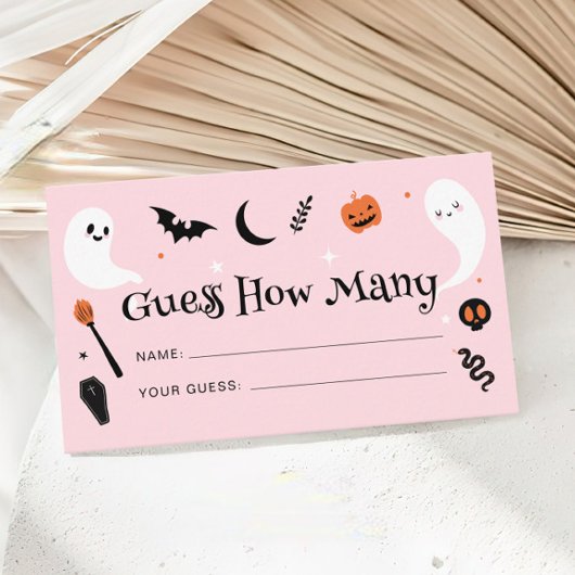 Roze Sinaasappel Halloween Baby shower Raad eens h Informatiekaartje