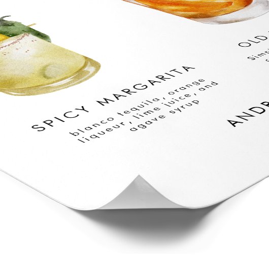 Roze Sinaasappel Handtekening Drink Cocktail Sign Poster (Hoek)