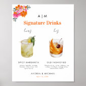 Roze Sinaasappel Handtekening Drink Cocktail Sign Poster (Voorkant)