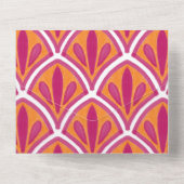 Roze & Sinaasappel Heldere Kleurrijke Fan Wedding All In One Uitnodiging (Achterkant)