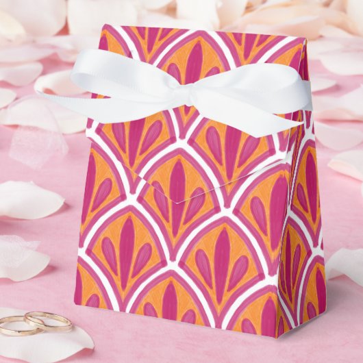 Roze & Sinaasappel Heldere Kleurrijke Fan Wedding Bedankdoosjes (Huwelijk)