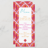 Roze & Sinaasappel Heldere Kleurrijke Fan Wedding Menu (Voorkant / Achterkant)
