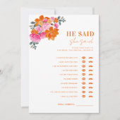 Roze Sinaasappel Hij zei dat ze Vrijgezellenfeest  Kaart (Voorkant)