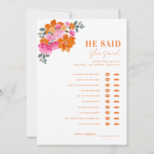 Roze Sinaasappel Hij zei dat ze Vrijgezellenfeest  Kaart (Voorkant)