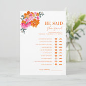 Roze Sinaasappel Hij zei dat ze Vrijgezellenfeest  Kaart (Staand voorkant)