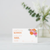 Roze & Sinaasappel Hoeveel kussen Vrijgezellenfees Informatiekaartje (Staand voorkant)