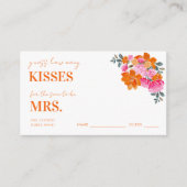 Roze & Sinaasappel Hoeveel kussen Vrijgezellenfees Informatiekaartje (Voorkant)