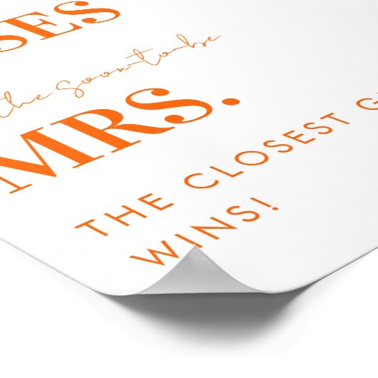 Roze & Sinaasappel Hoeveel kussen Vrijgezellenfees Poster (Hoek)