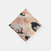 Roze Sinaasappel Japans Kimono Bloemen Decoupage P Servet (Hoek)