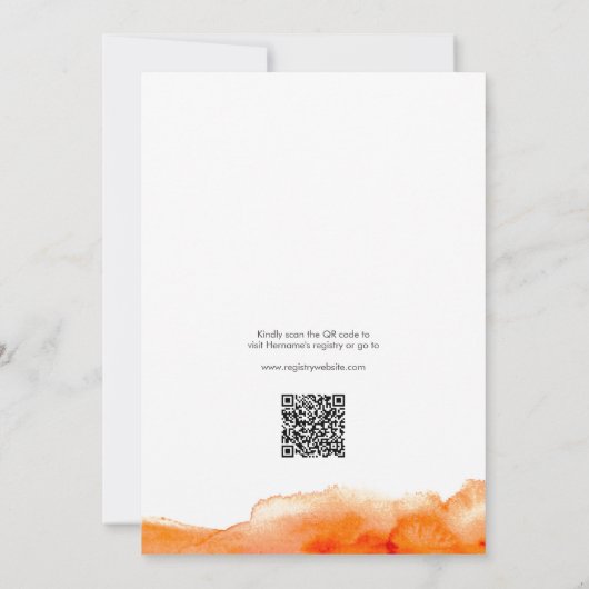 Roze Sinaasappel Kleur Splash QR Code Vrijgezellen Kaart (Achterkant)