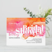 Roze Sinaasappel Kleur Splash QR Code Vrijgezellen Kaart (Staand voorkant)