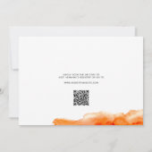 Roze Sinaasappel Kleur Splash QR Code Vrijgezellen Kaart (Achterkant)