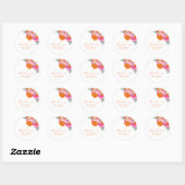Roze & Sinaasappel Levendig Zomer Bloemen Baby sho Ronde Sticker (Vel)