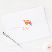 Roze & Sinaasappel Levendig Zomer Bloemen Vrijgeze Ronde Sticker (Envelop)