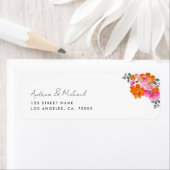 Roze & Sinaasappel Levendige Zomerbloesem Bloemenb Etiket (Insitu)