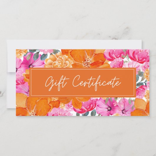 Roze Sinaasappel Levendige Zomertuin Cadeaubon (Voorkant)