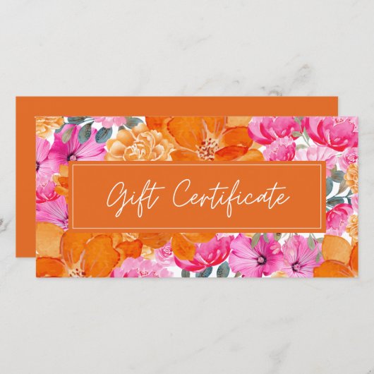 Roze Sinaasappel Levendige Zomertuin Cadeaubon (Voorkant / Achterkant)