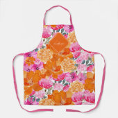 Roze & Sinaasappel Levendige Zomertuin Monogram Bl Schort (Voorkant)