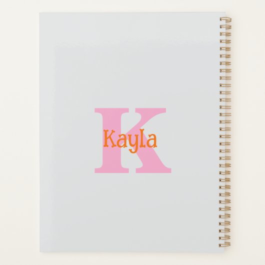 Roze Sinaasappel Lichtgrijs Grijs Vrijgezellenfees Planner (Achterkant)