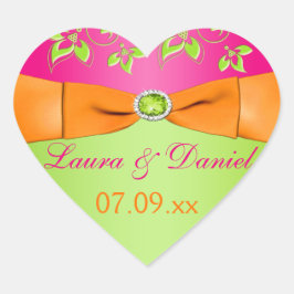 Roze Sinaasappel Limoen Bloemen bruiloft gunst Sti Hart Sticker