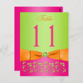 Roze, Sinaasappel, Limoen Bloemen Tafelnummer Post (Voorkant / Achterkant)