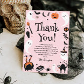 Roze Sinaasappel Little Boo Halloween Baby shower Bedankkaart