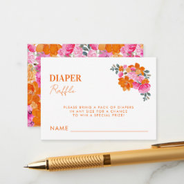 Roze Sinaasappel Luier Raffle Meisje Baby shower G Informatiekaartje
