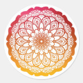 roze sinaasappel mandala ronde sticker (Voorkant)