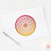 roze sinaasappel mandala ronde sticker (Envelop)