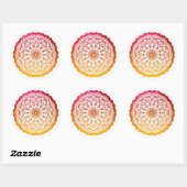roze sinaasappel mandala ronde sticker (Vel)