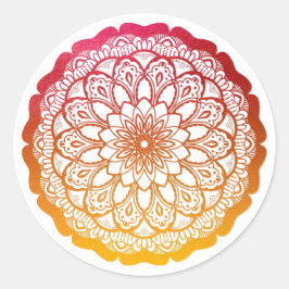 roze sinaasappel mandala ronde sticker